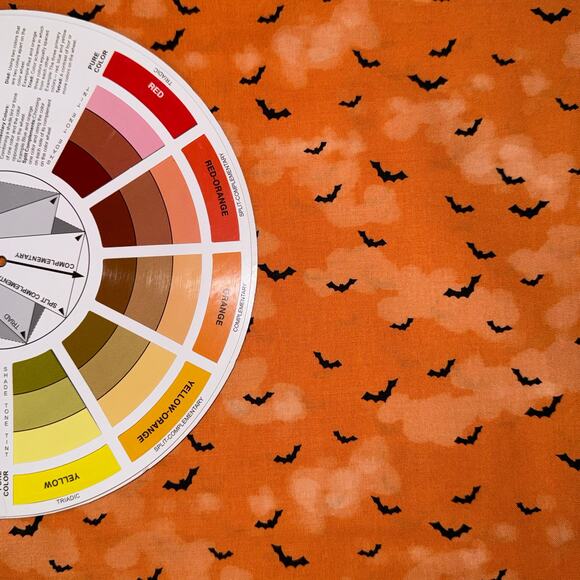 Batty by Michael Miller Fabrics - Halloween Orange Clouds and Bats - 1 Yard - Picture 5 of 6